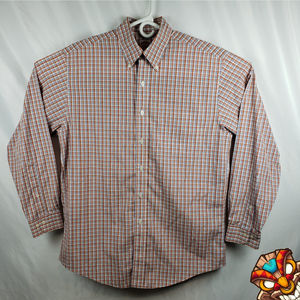 Brooks Brothers 1818 Mens Med Orange Blue Check Non Iron Dress Shirt UF Gators